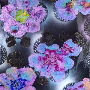 "Midnight Bloom" - Acrylics, spray paint, glitter & resin on canvas - 100 x 80cms - £675