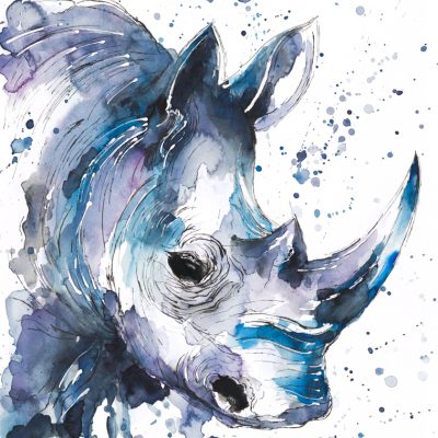 Rhino - Original Watercolour - 30 x 24 Inches (unframed)